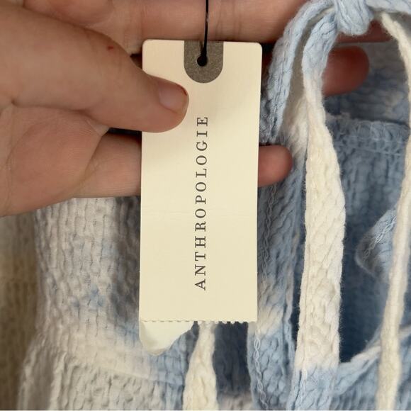 Current Air Anthropologie Blue White Tie Dye Ruffle Tiered Mini Dress Size S - Picture 7 of 12
